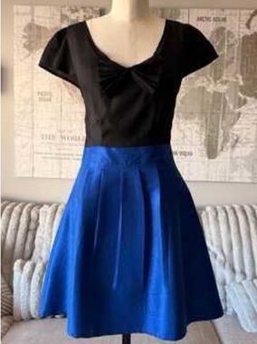 Annabelle 💙🖤💙 Black Top with Bow & Royal Blue Dress 💙🖤💙 - L